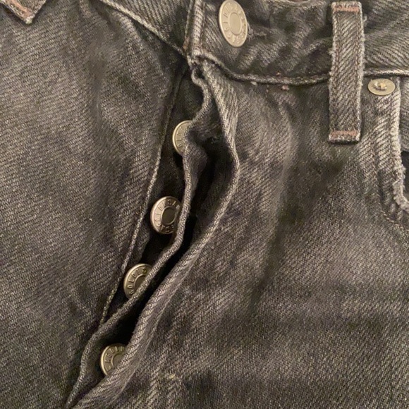 Agolde Grey/Black Button Fly Distressed Hem Jeans - Picture 3 of 5